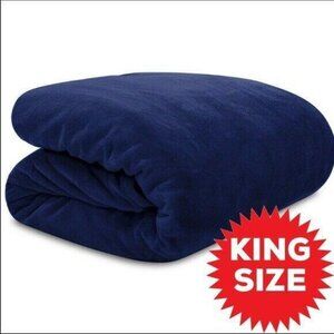 Ralph Lauren Micromink Plush 108" x 90" King Blanket Blue NEW